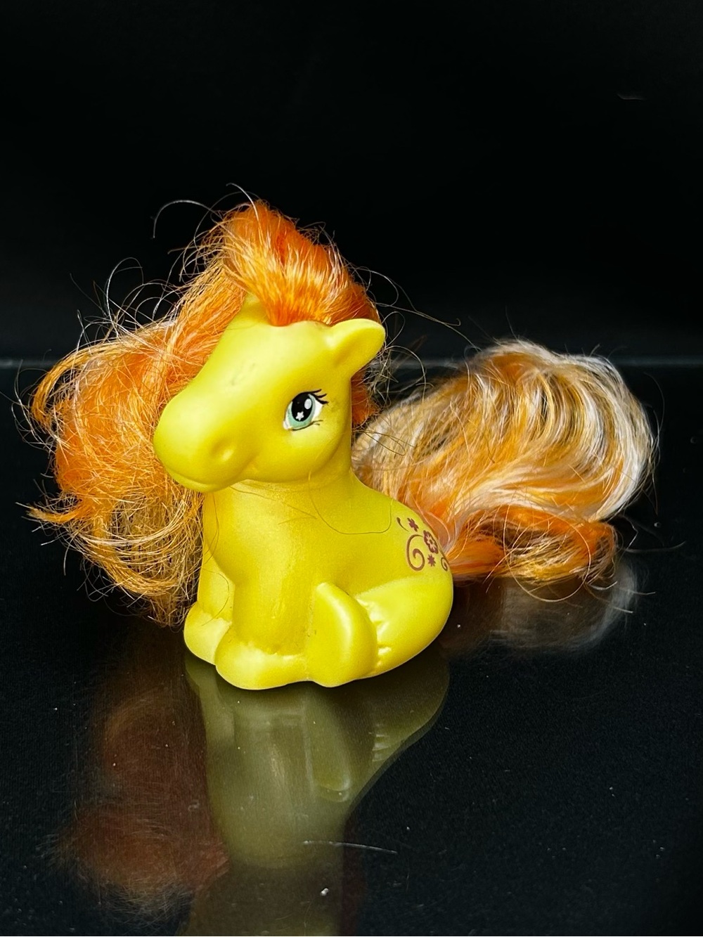 Vintage 1997 Lanard Baby Pony Yellow With Orange Hair Flower Mark Fakie